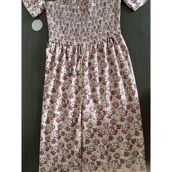 Bog Collective Off Shoulder Floral Jumpsuit Large Flare Cottagecore Artsy Flowy - Picture 3 of 8